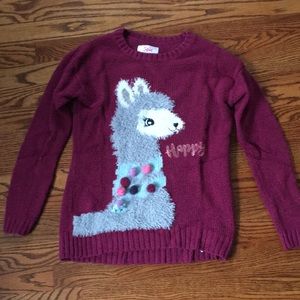 Girls Burgundy Llama sweater